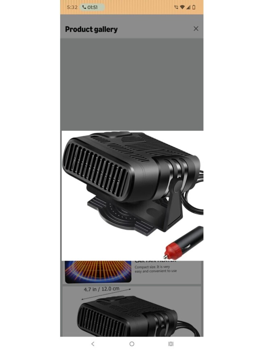 12V 150W Portable Car Heater, Fast Heating and Cooling Fan Portable